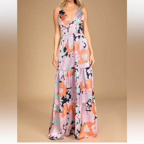 Lulus Dresses & Skirts - Lulus Dreamy Blooms Navy Blue Multi Floral Print Tiered Maxi Dress